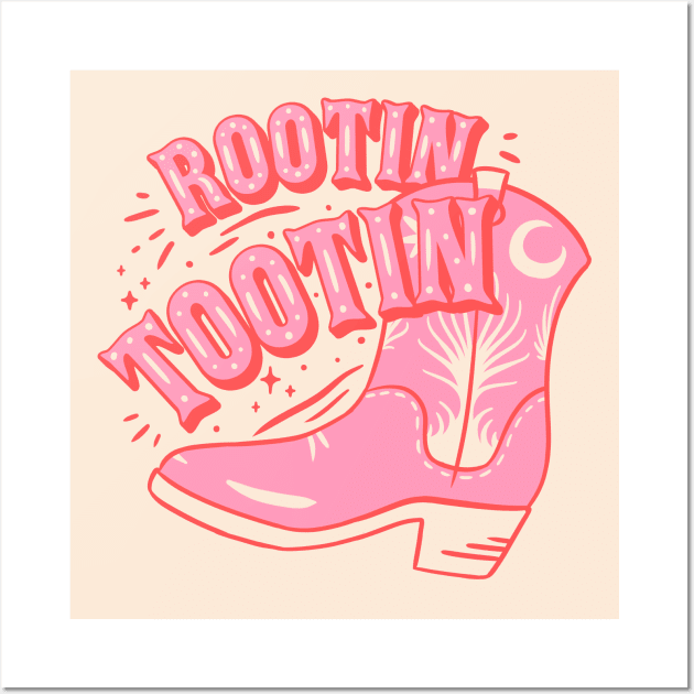 Rootin Tootin | Cowboy Boot Pink Cowgirl Boots Saying Quote Wall Art by anycolordesigns